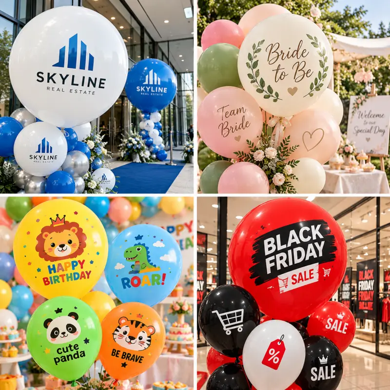 Benutzerdefinierte Logo-Latexballons im Großhandel: Auswahl der Druckgrößen