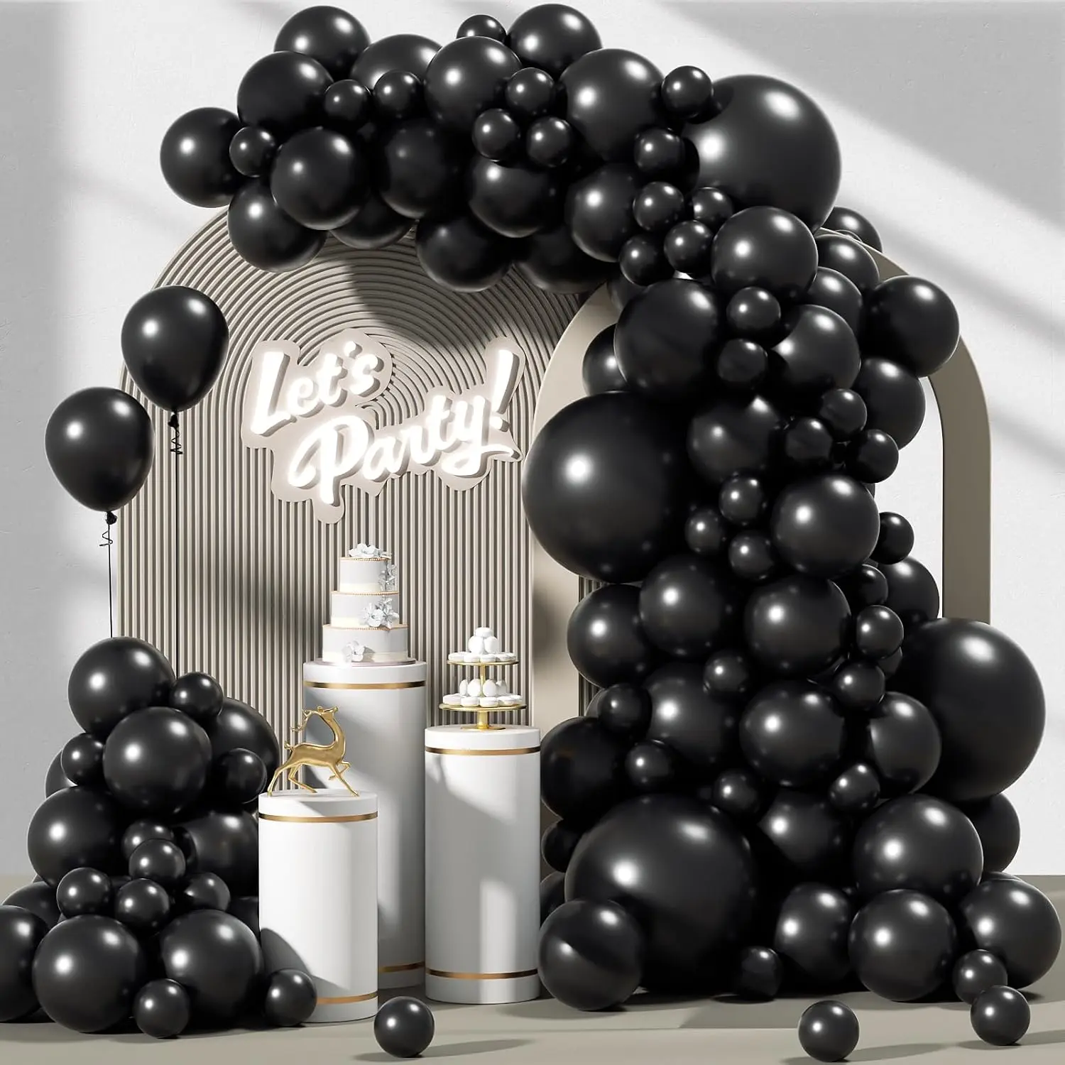 Schwarzer Ballon-Girlandenbogen-Bausatz
