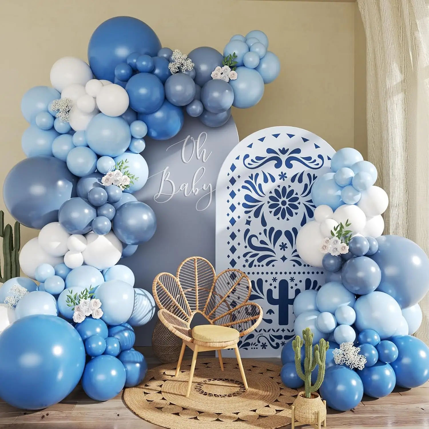 Denimblaue Luftballon-Girlandenbogen-Sets