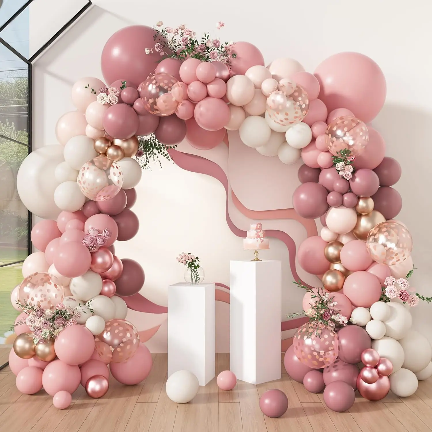 Dusty Rose Ballon-Girlandenbogen-Sets