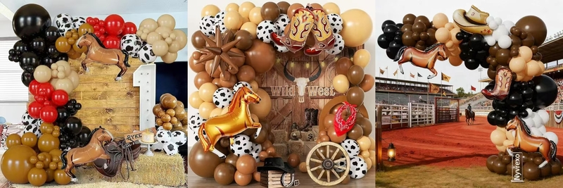 Cowboy foil balloons garland set