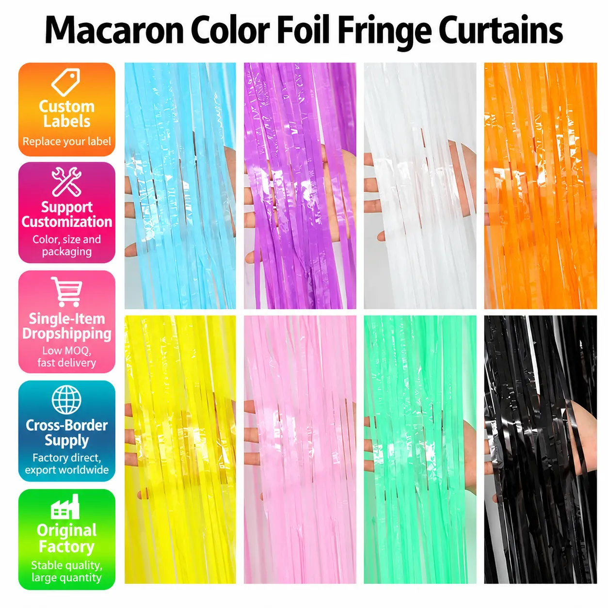Macaron-Farbfolien-Fransenvorhänge