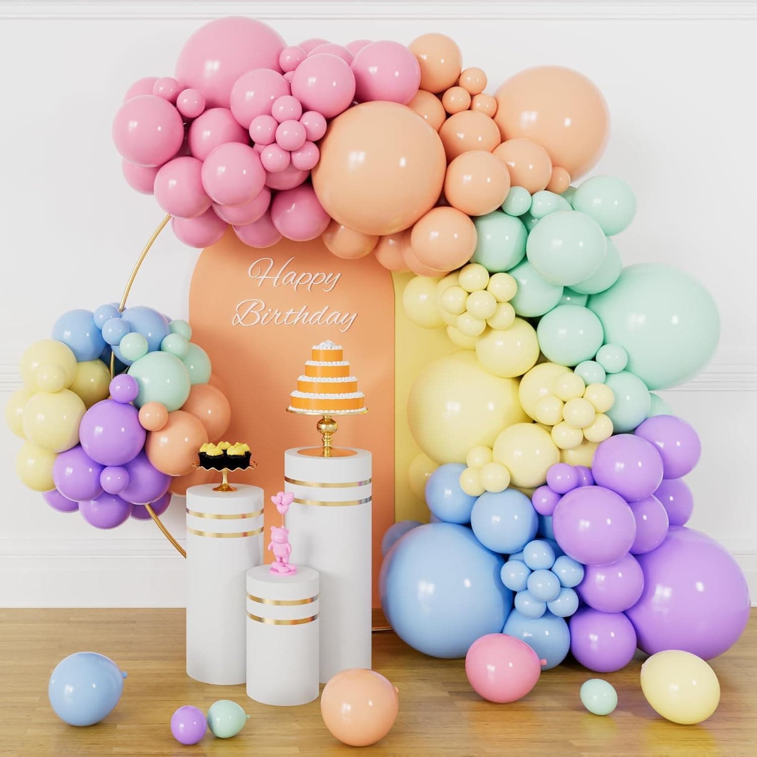 Pastell-Regenbogen-Ballon-Girlandenbogen-Set