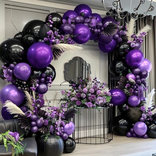 Lila und schwarze Luftballons-Girlanden-Sets