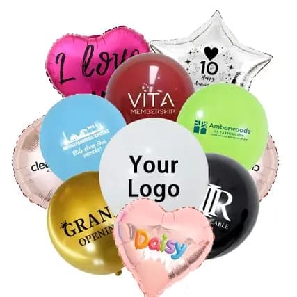 Mit Markenlogo bedruckte Luftballons